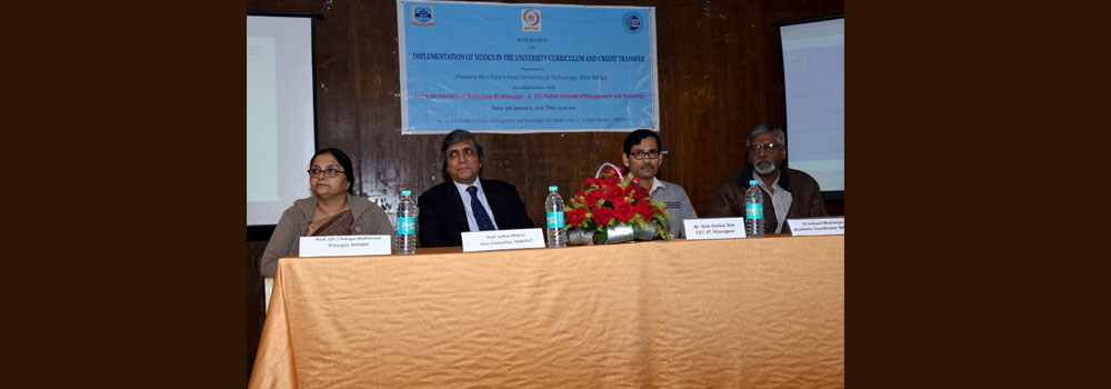 The dignitaries at Workshop on Implementation of Moocs in The University Curriculum and Credit Transfer