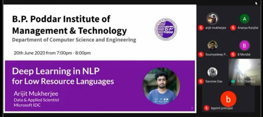 Webinar on Deep Learning in NLP and Speech for Low resource language, 20th June, 2020